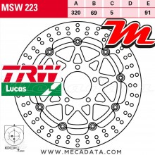 Disque de frein Avant ~ Suzuki TL 1000 R (AM321) 1998-2002 ~ TRW Lucas MSW 223 
