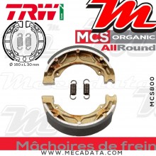 Mâchoires de frein Arrière ~ Benelli 491 50 ST BA01 2001-2004 ~ TRW Lucas MCS 800