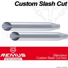 Paire de silencieux Pot échappement Remus Custom Slash Cut Harley-Davidson VRSC VR1
