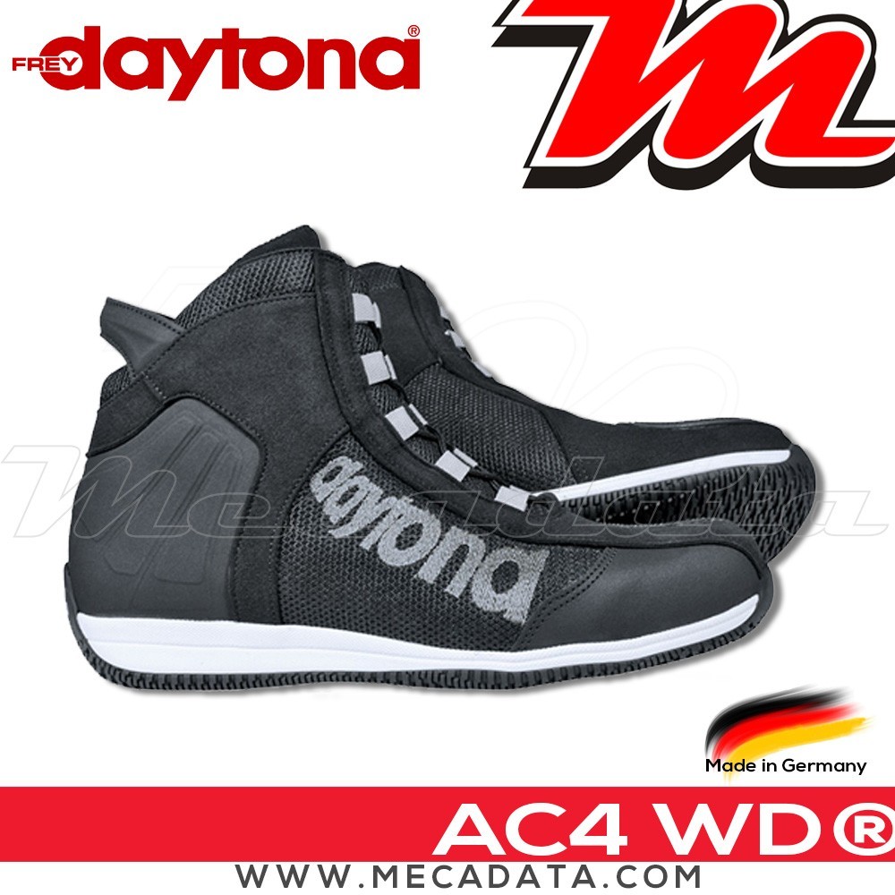 Baskets moto Daytona AC4 WD®  Couleur:Noir/Blanc