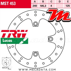 Disque de frein ~ TRW Lucas MST 453 RAC 