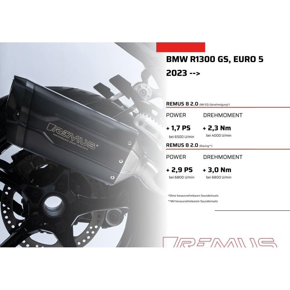 Silencieux d'échappement ~ BMW R 1250 GS 2013-2023 ~ REMUS 8-2.0