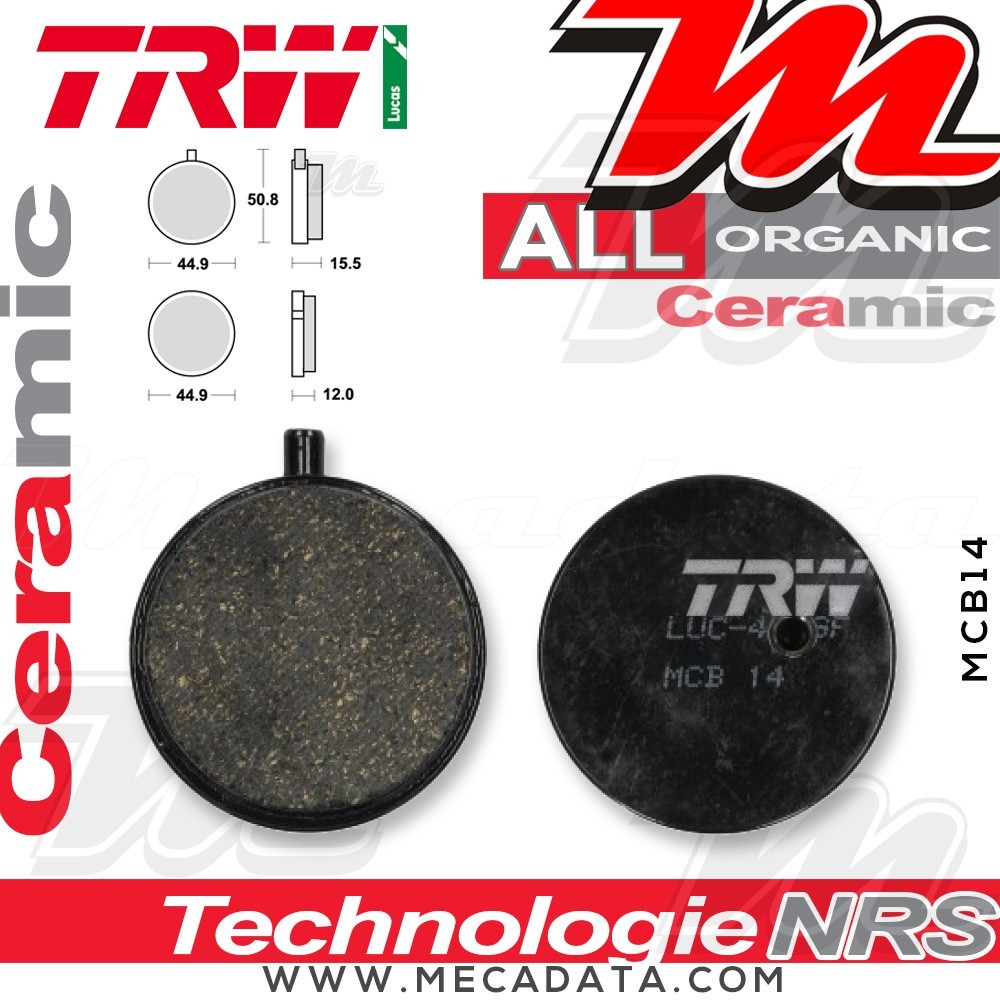 Plaquettes de frein Arrière ~ TRW Lucas MCB 14 