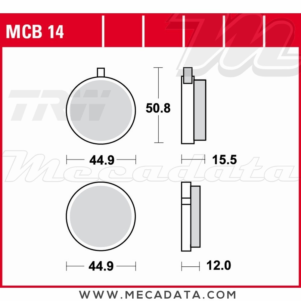 Plaquettes de frein Arrière ~ TRW Lucas MCB 14 