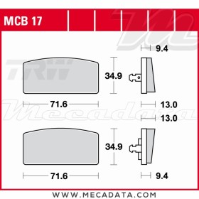 Plaquettes de frein Avant ~ TRW Lucas MCB 17 