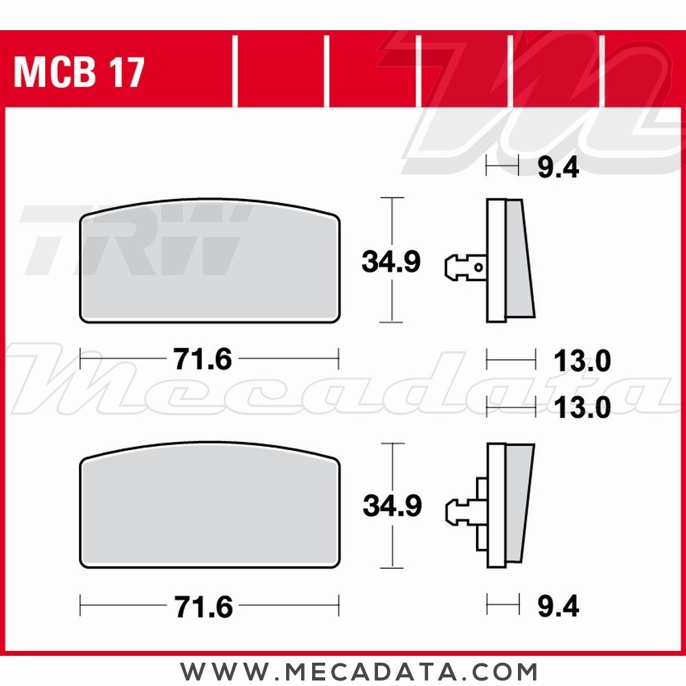Plaquettes de frein Avant ~ TRW Lucas MCB 17 