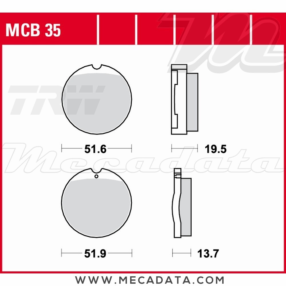 Plaquettes de frein Avant ~ TRW Lucas MCB 35 