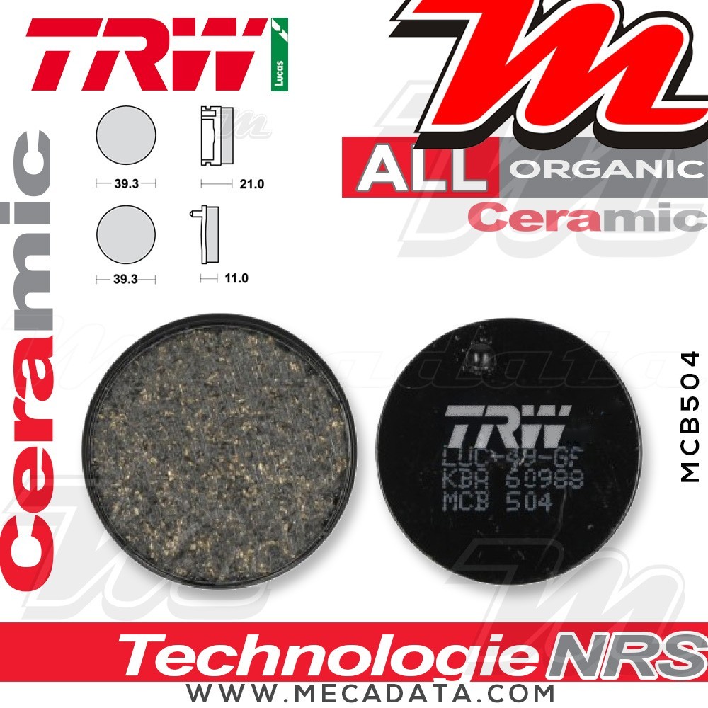 Plaquettes de frein Avant ~ TRW Lucas MCB 504 