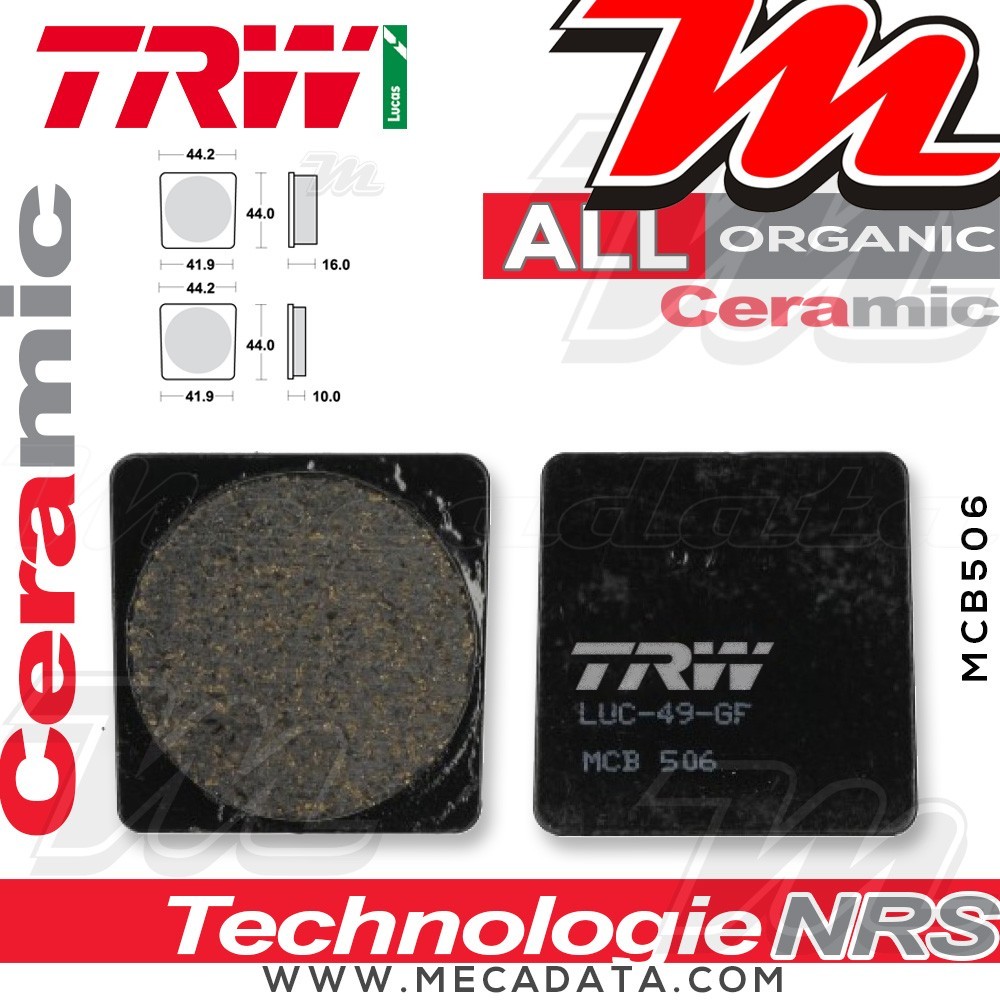 Plaquettes de frein Arrière ~ TRW Lucas MCB 506 