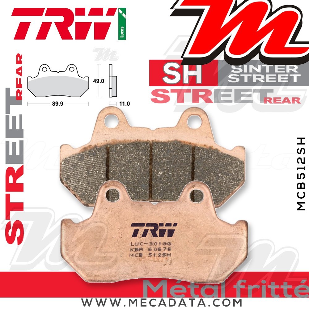 Plaquettes de frein Arrière ~ TRW Lucas MCB 512 SH 