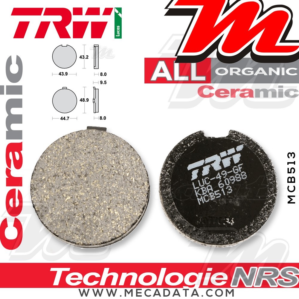 Plaquettes de frein Avant ~ TRW Lucas MCB 513 