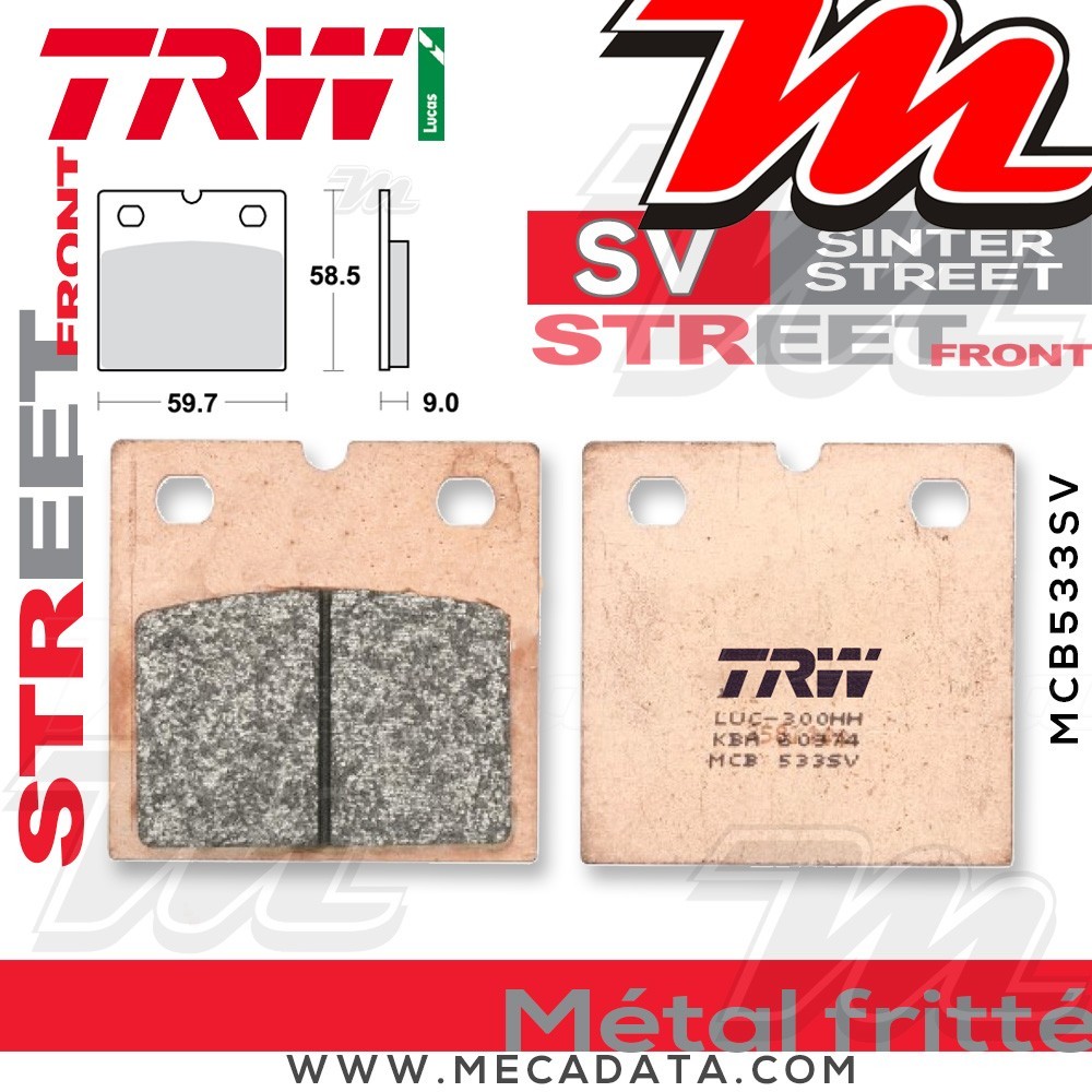 Plaquettes de frein Avant ~ TRW Lucas MCB 533 SV 