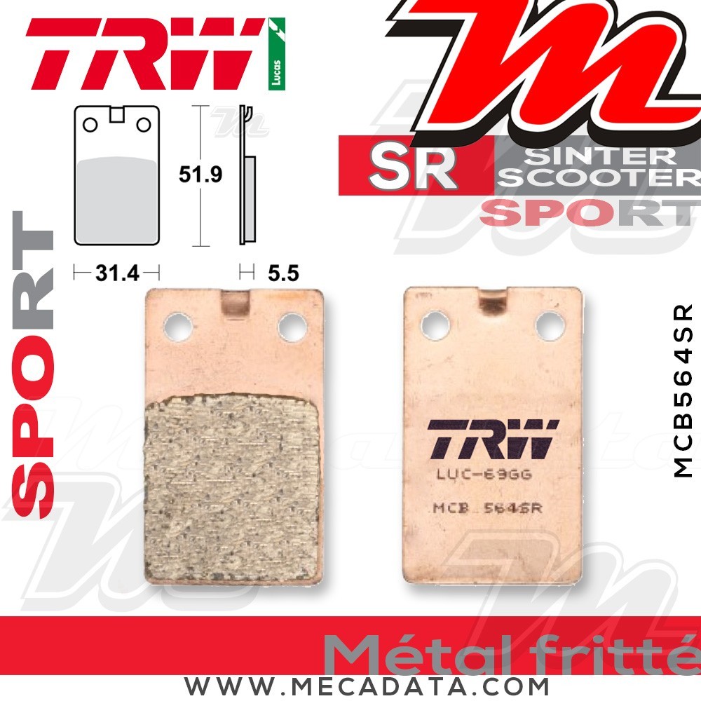 Plaquettes de frein Arrière ~ TRW Lucas MCB 564 SR 