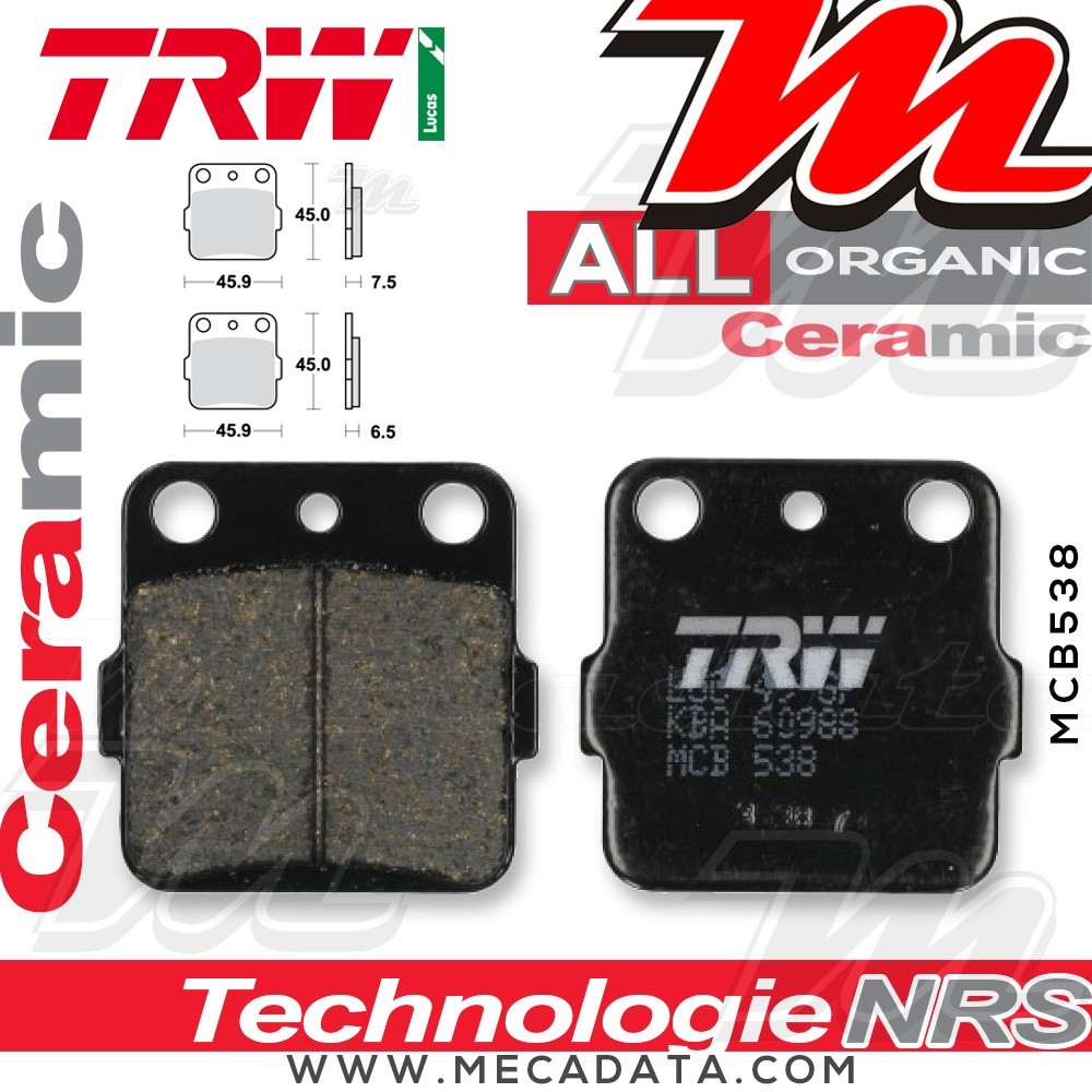 Plaquettes de frein Arrière ~ TRW Lucas MCB 538 