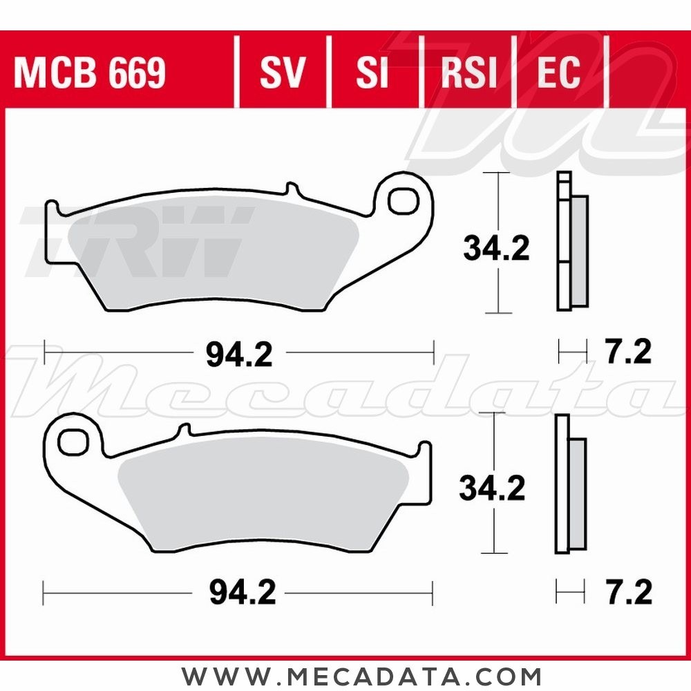 Plaquettes de frein Avant ~ TRW Lucas MCB 669 RSI 