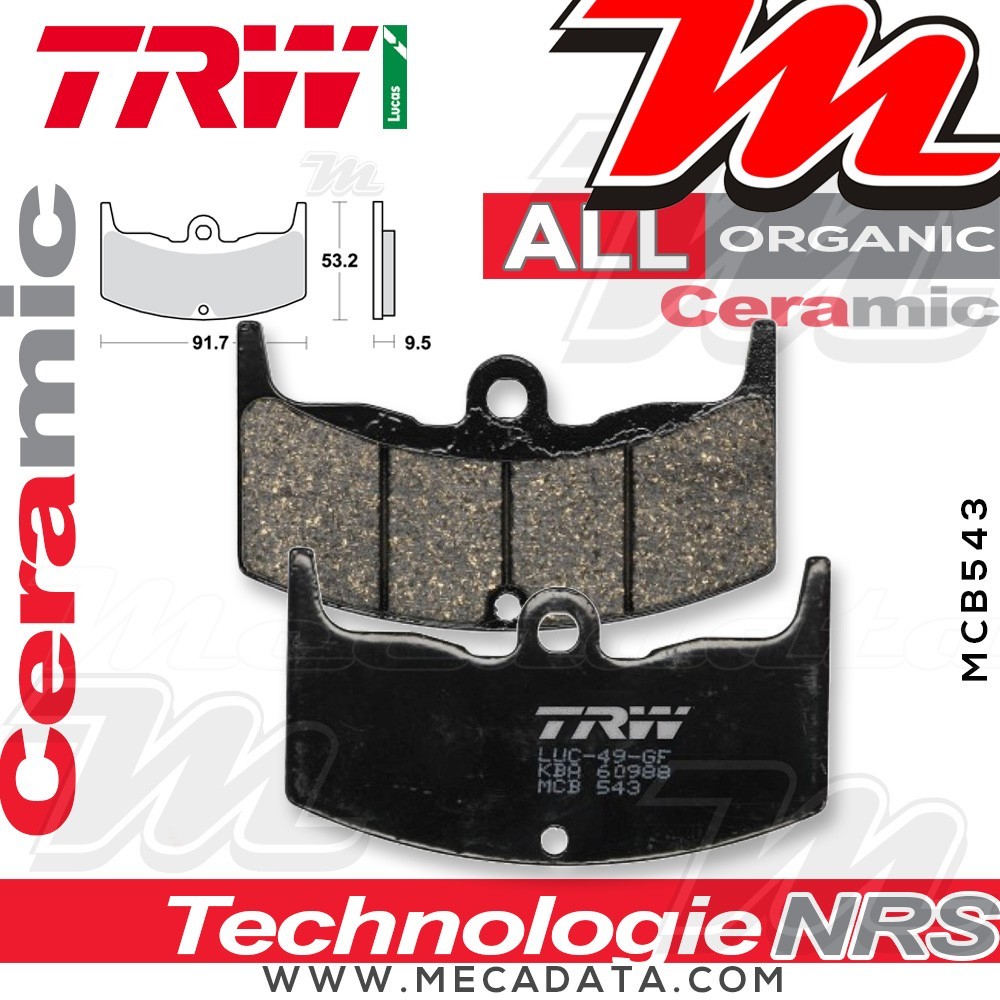 Plaquettes de frein Arrière ~ TRW Lucas MCB 543 