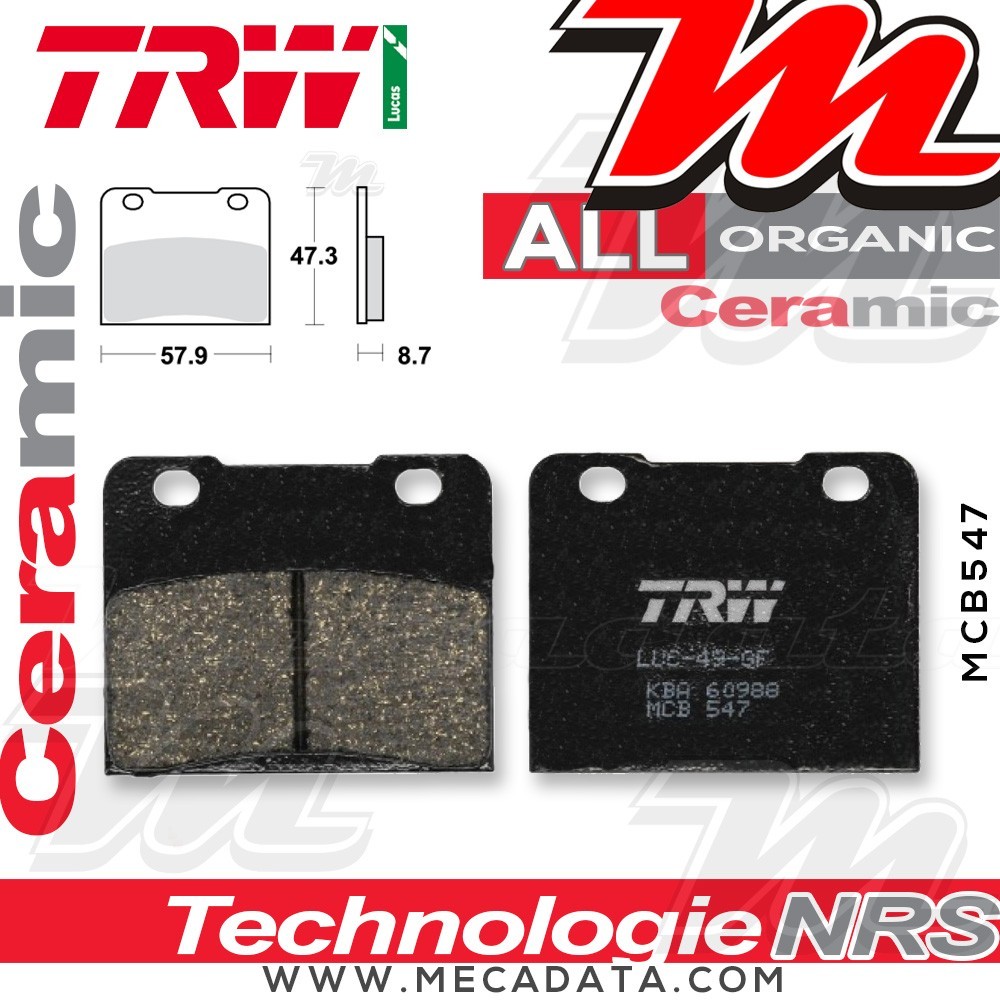 Plaquettes de frein Arrière ~ TRW Lucas MCB 547 