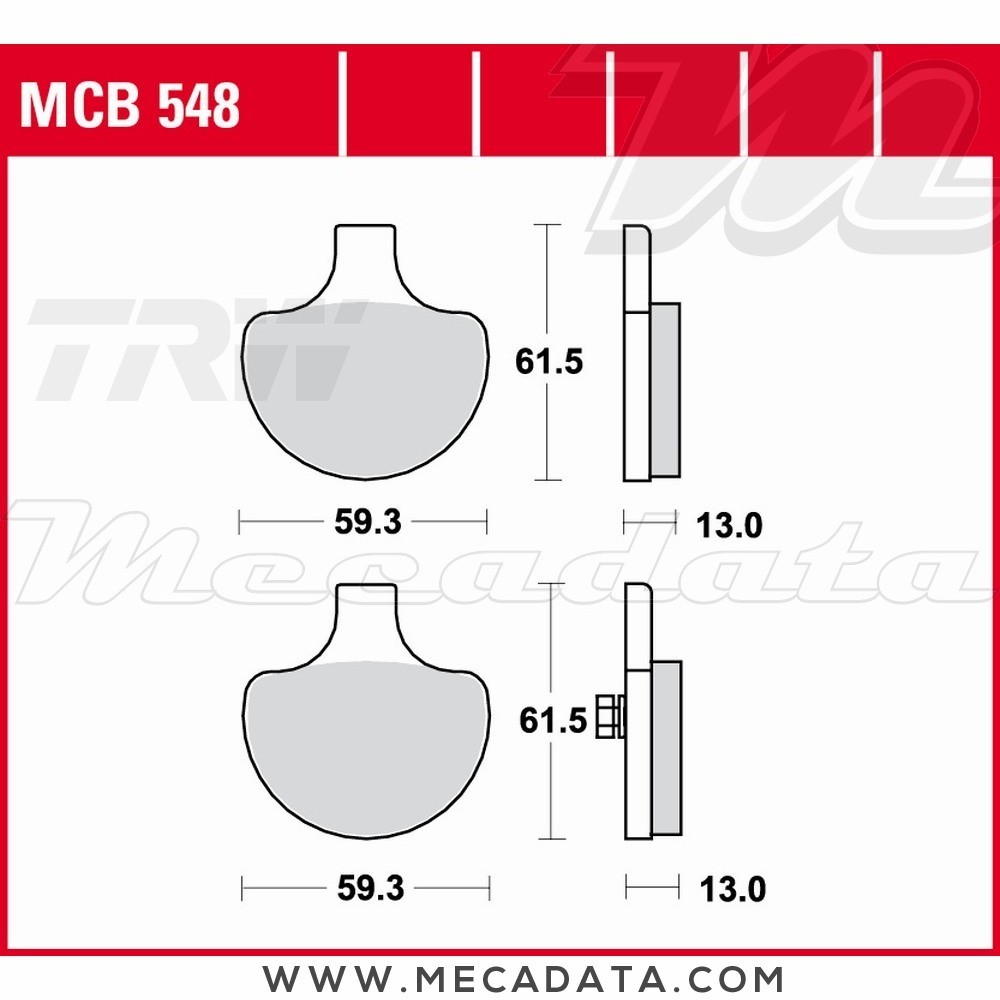 Plaquettes de frein Avant ~ TRW Lucas MCB 548 