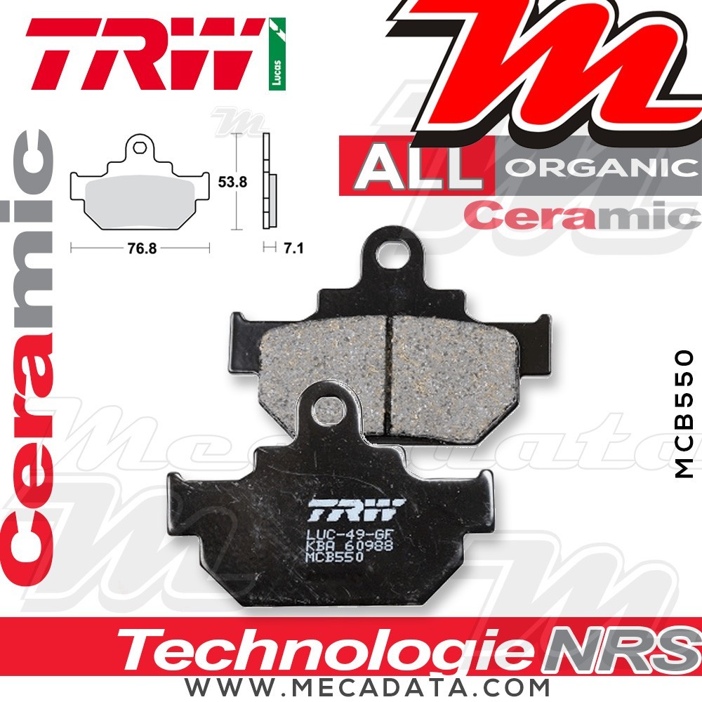 Plaquettes de frein Avant ~ TRW Lucas MCB 550 