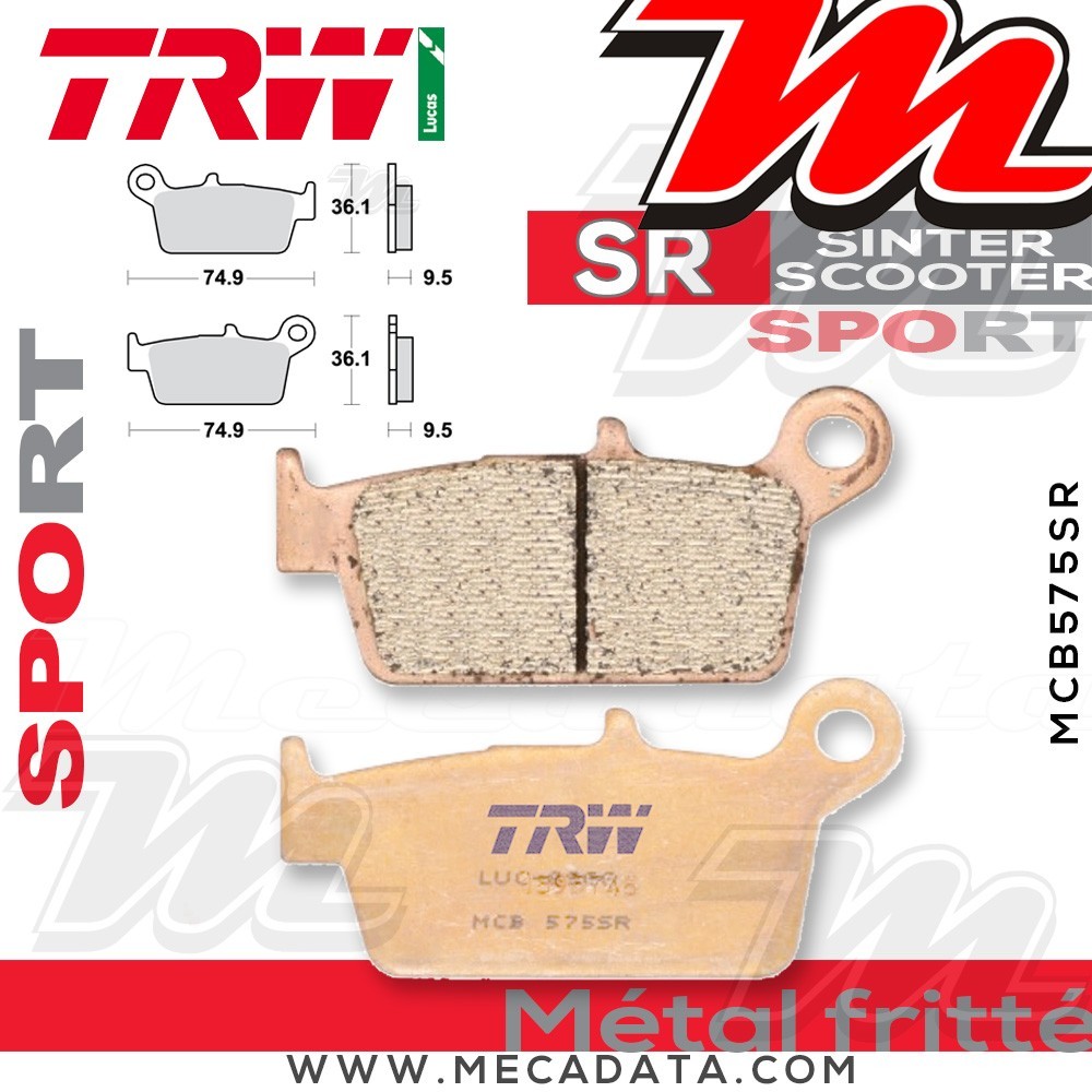 Plaquettes de frein Arrière ~ TRW Lucas MCB 575 SR 