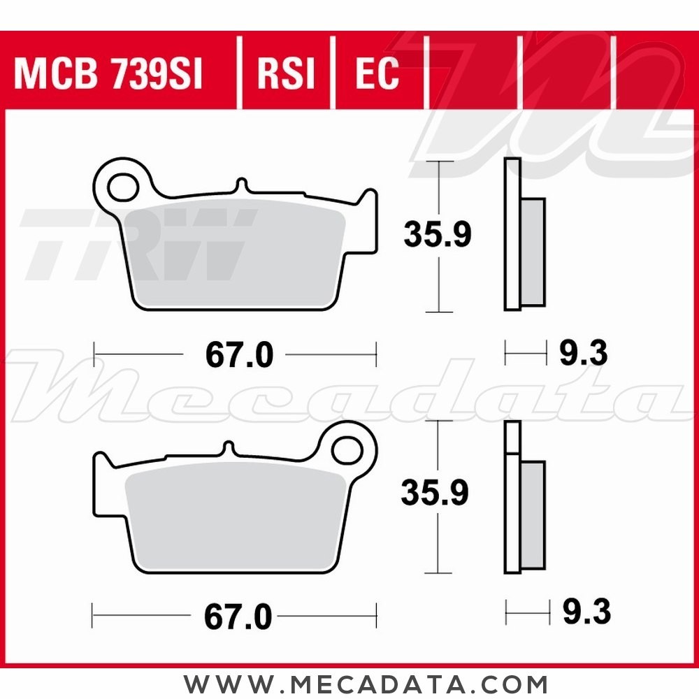 Plaquettes de frein Arrière ~ TRW Lucas MCB 739 RSI 