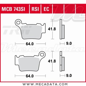 Plaquettes de frein Arrière ~ TRW Lucas MCB 743 RSI 
