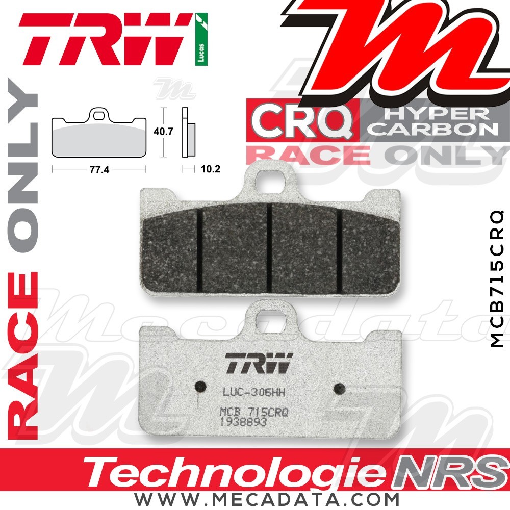 Plaquettes de frein Arrière ~ TRW Lucas MCB 715 CRQ 