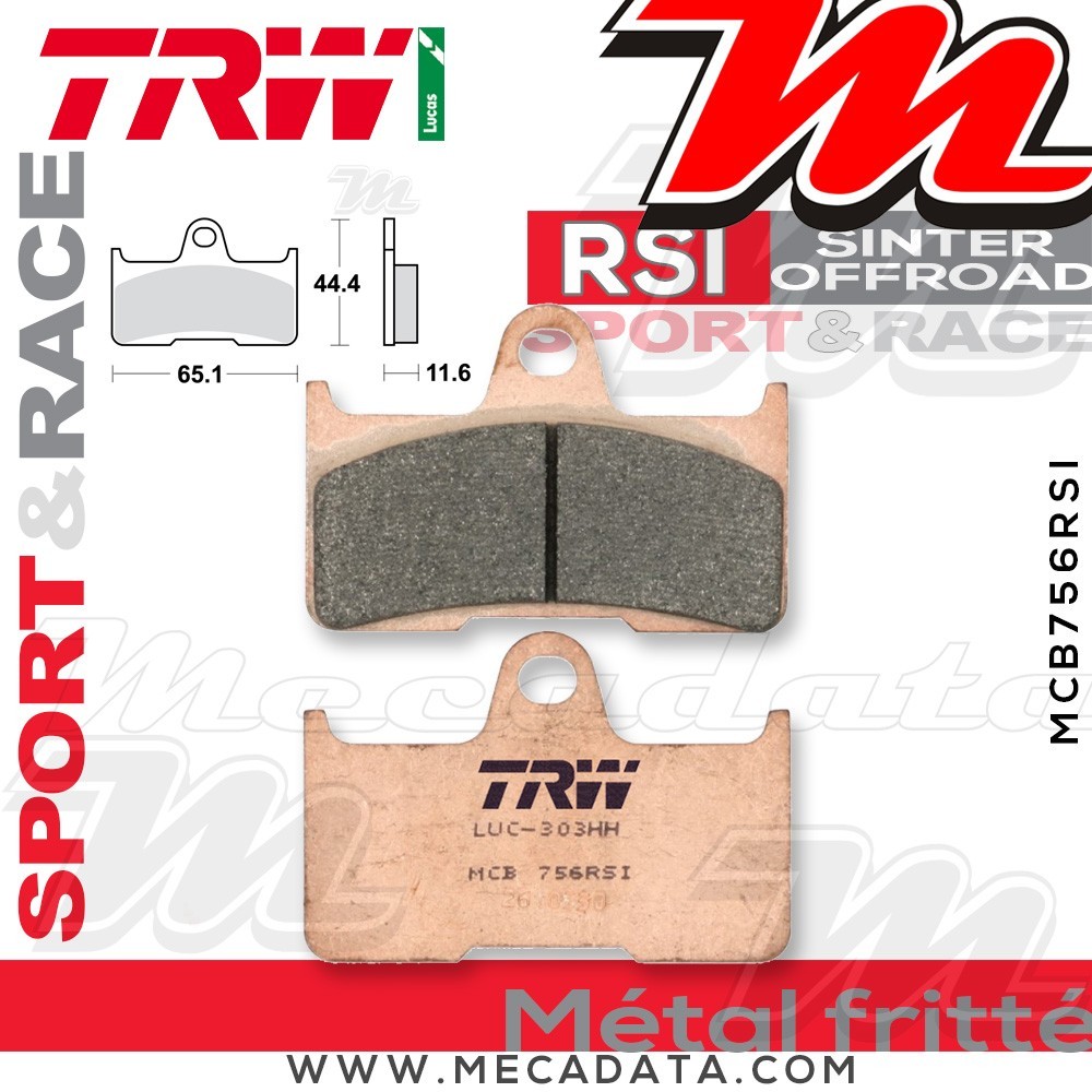 Plaquettes de frein Arrière ~ TRW Lucas MCB 756 RSI 