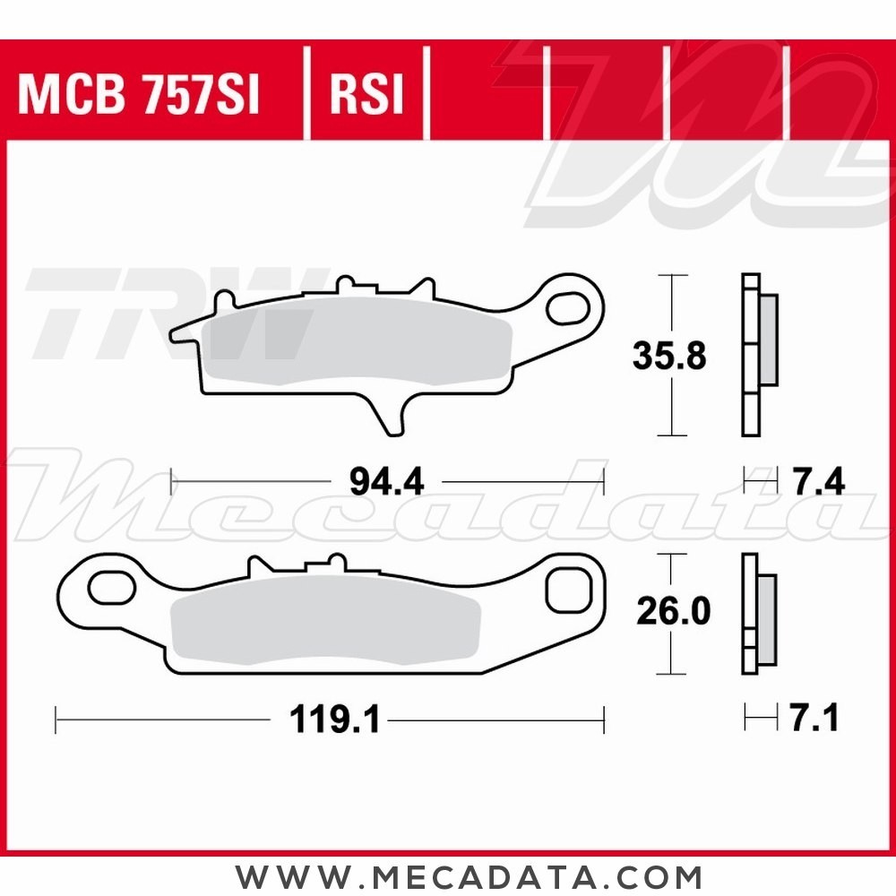 Plaquettes de frein Arrière ~ TRW Lucas MCB 757 RSI 