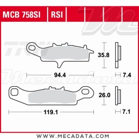 Plaquettes de frein Arrière ~ TRW Lucas MCB 758 RSI 