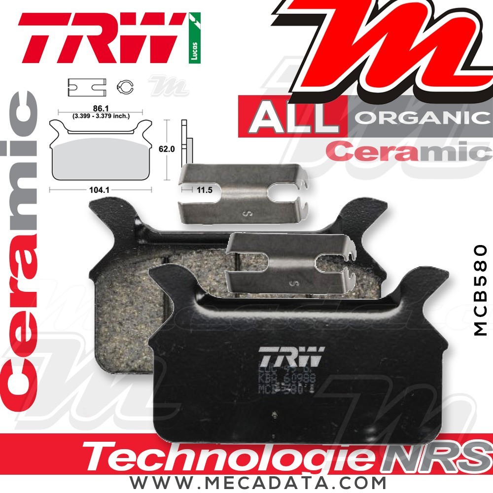 Plaquettes de frein Arrière ~ TRW Lucas MCB 580 