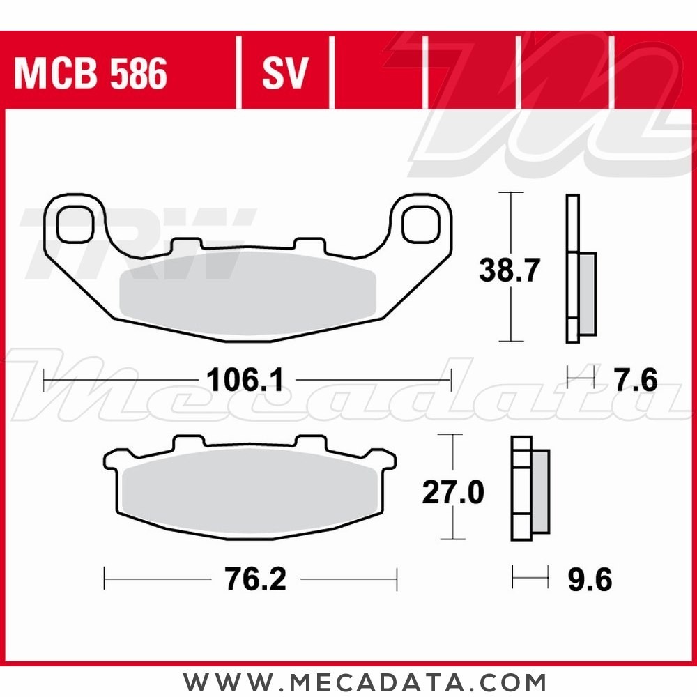 Plaquettes de frein Avant ~ TRW Lucas MCB 586 SV 