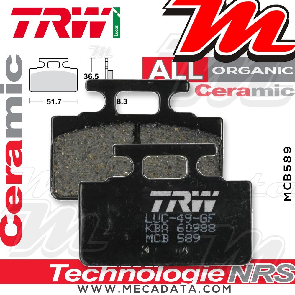 Plaquettes de frein Avant ~ TRW Lucas MCB 589 