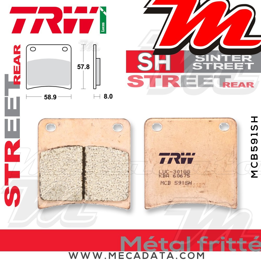 Plaquettes de frein Arrière ~ TRW Lucas MCB 591 SH 