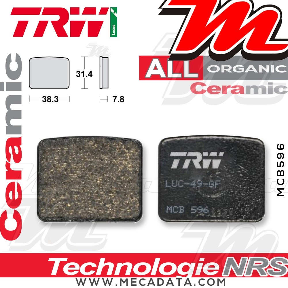 Plaquettes de frein Arrière ~ TRW Lucas MCB 596 