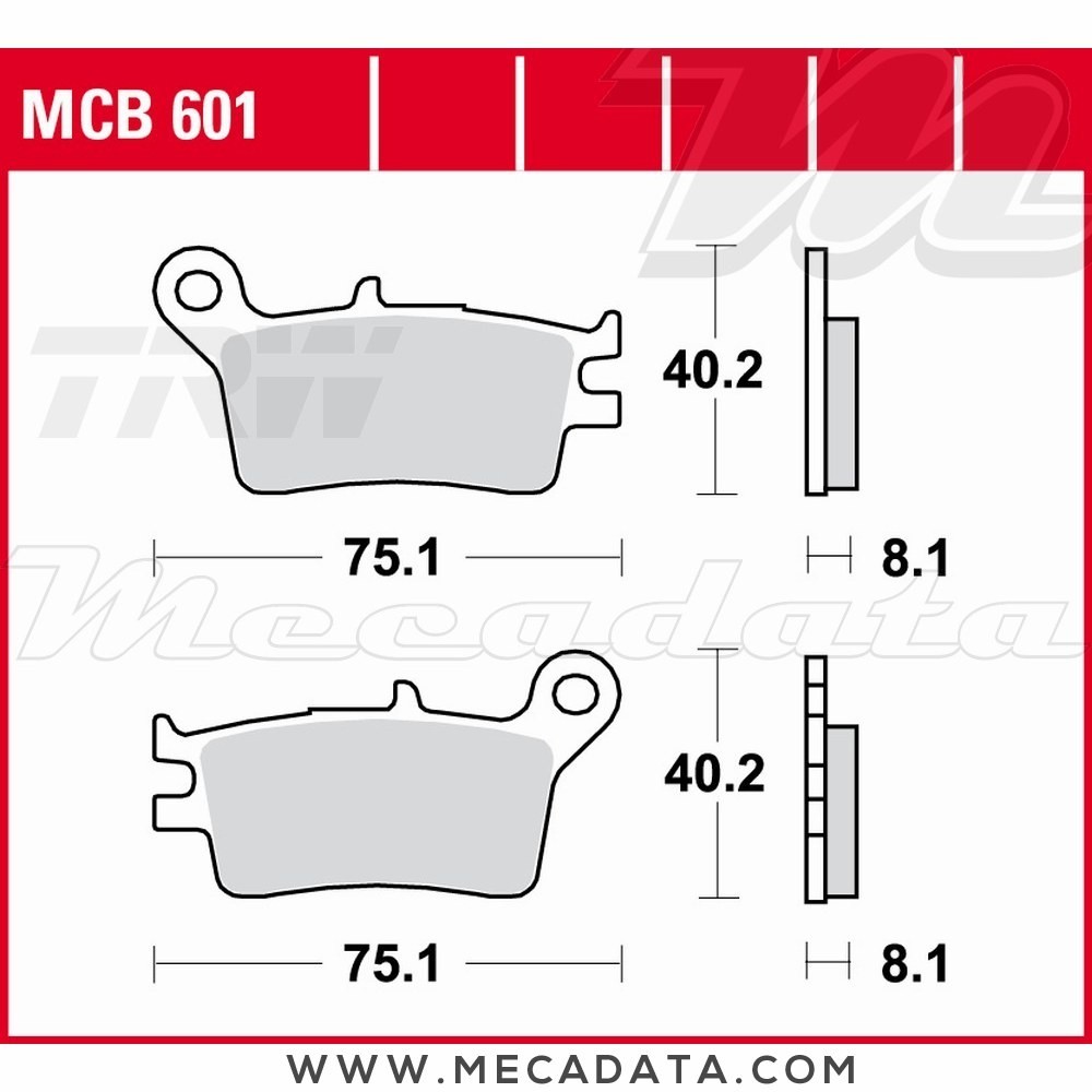 Plaquettes de frein Arrière ~ TRW Lucas MCB 601 