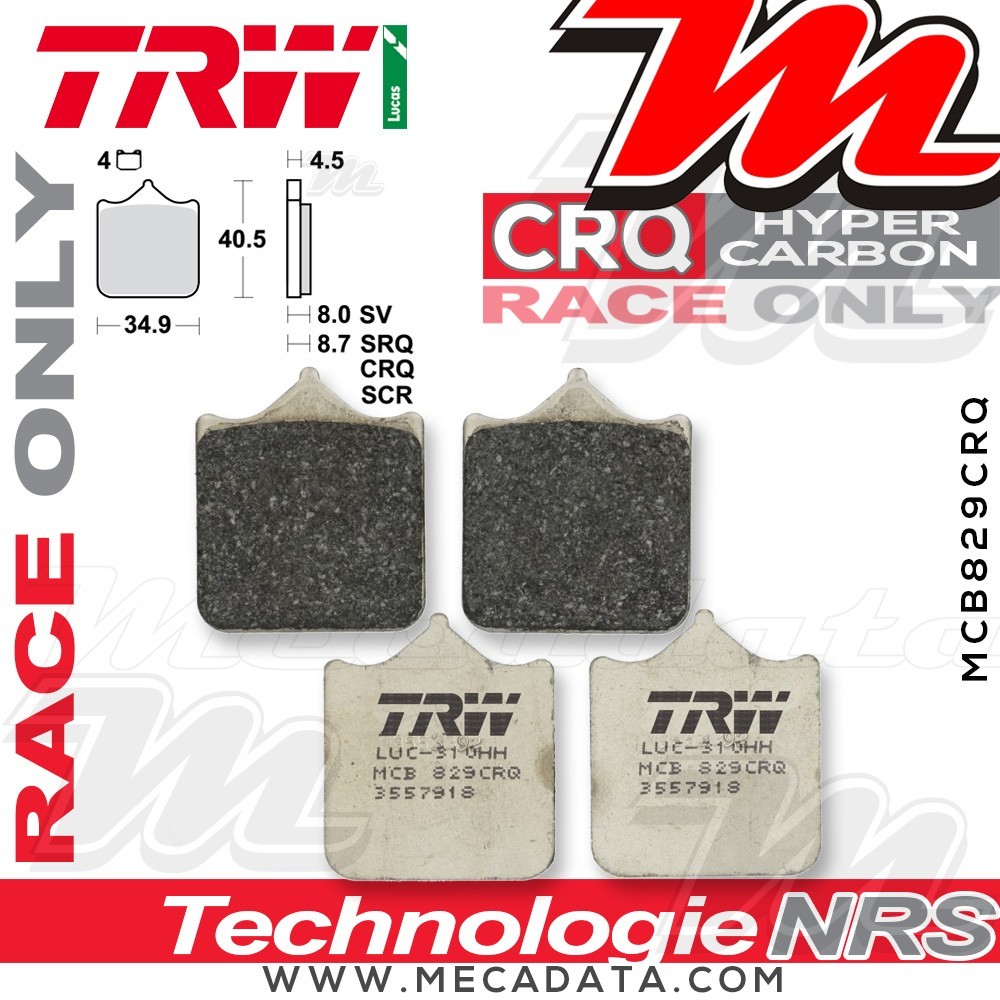 Plaquettes de frein Avant ~ TRW Lucas MCB 829 CRQ 