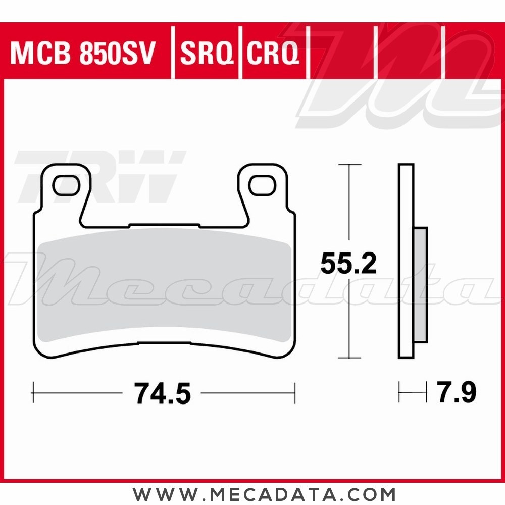 Plaquettes de frein Avant ~ TRW Lucas MCB 850 CRQ 