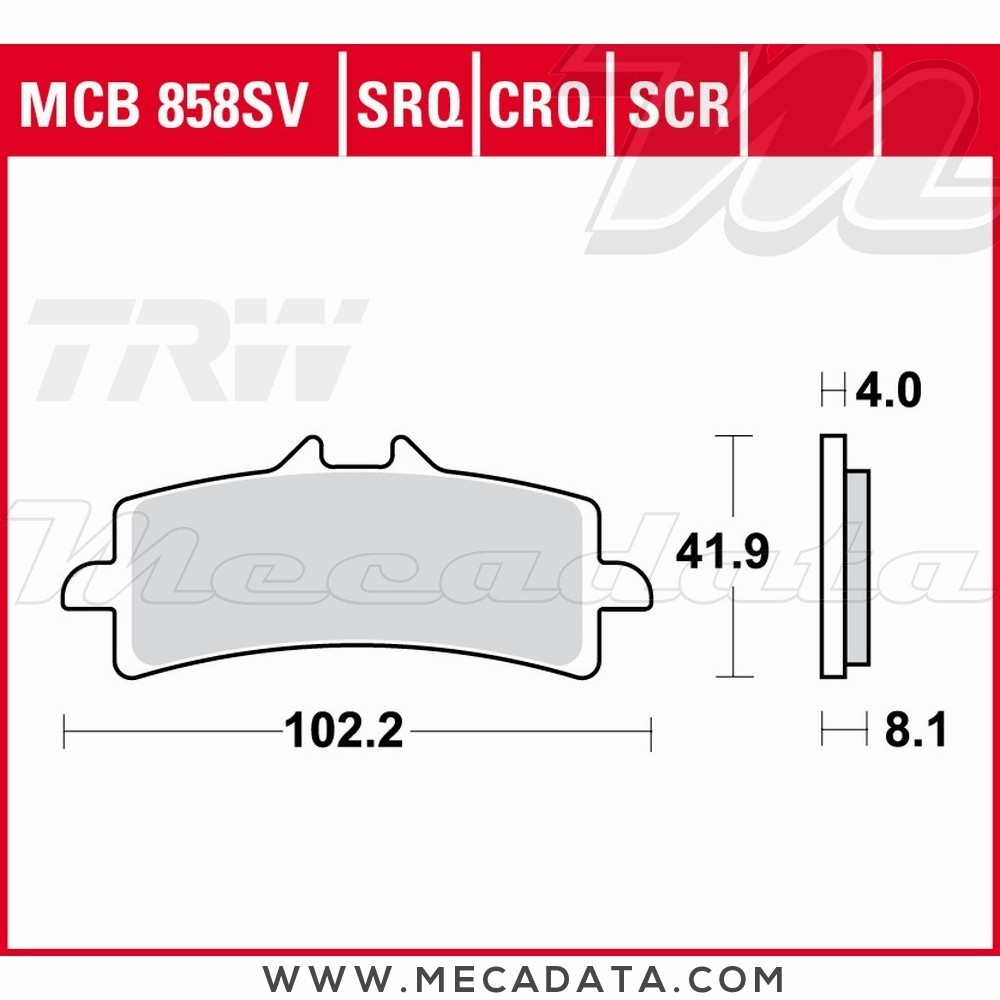 Plaquettes de frein Avant ~ TRW Lucas MCB 858 CRQ 