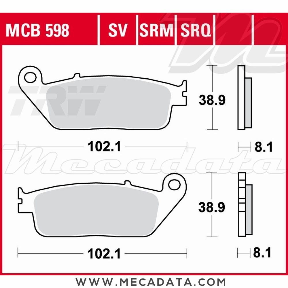 Plaquettes de frein Avant ~ TRW Lucas MCB 598 SRM 