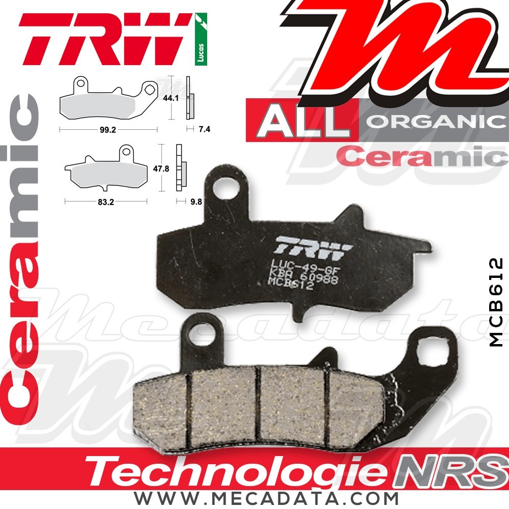 Plaquettes de frein Arrière ~ TRW Lucas MCB 612 