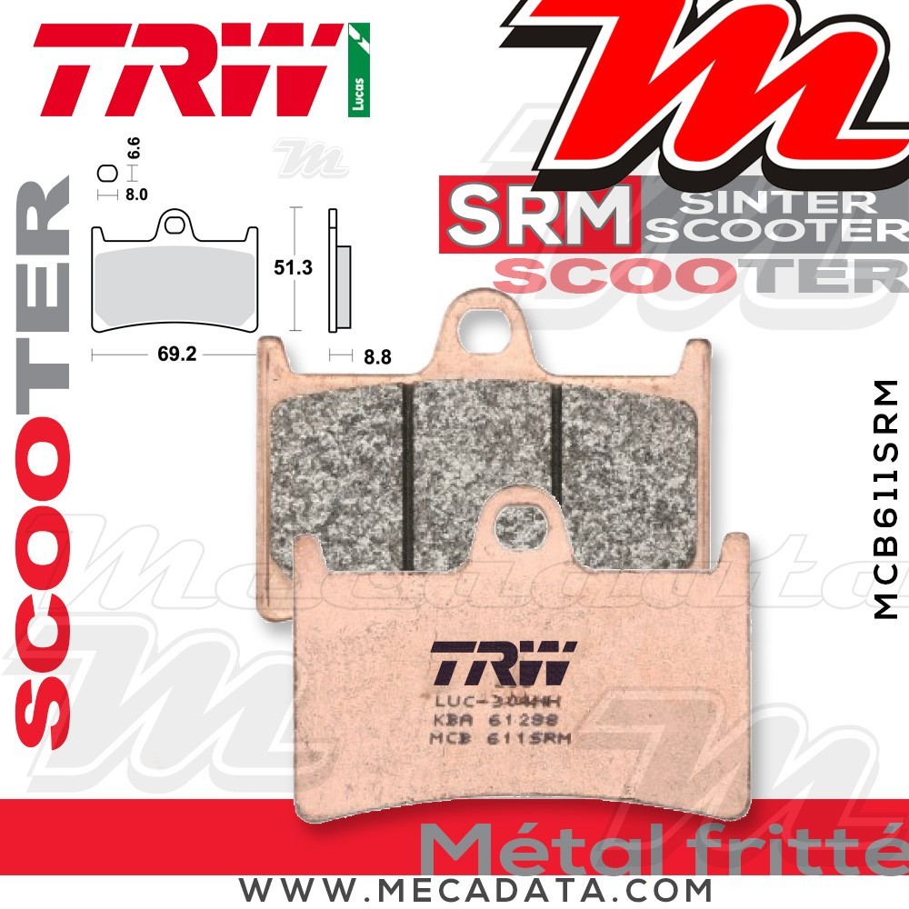 Plaquettes de frein Avant ~ TRW Lucas MCB 611 SRM 