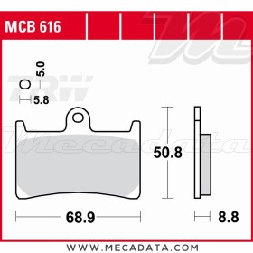 Plaquettes de frein Arrière ~ TRW Lucas MCB 616 