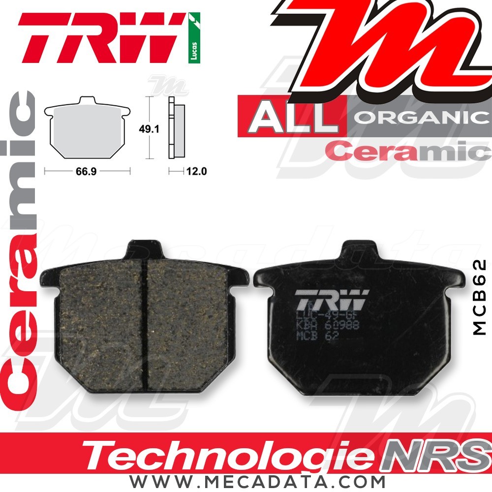 Plaquettes de frein Arrière ~ TRW Lucas MCB 62 