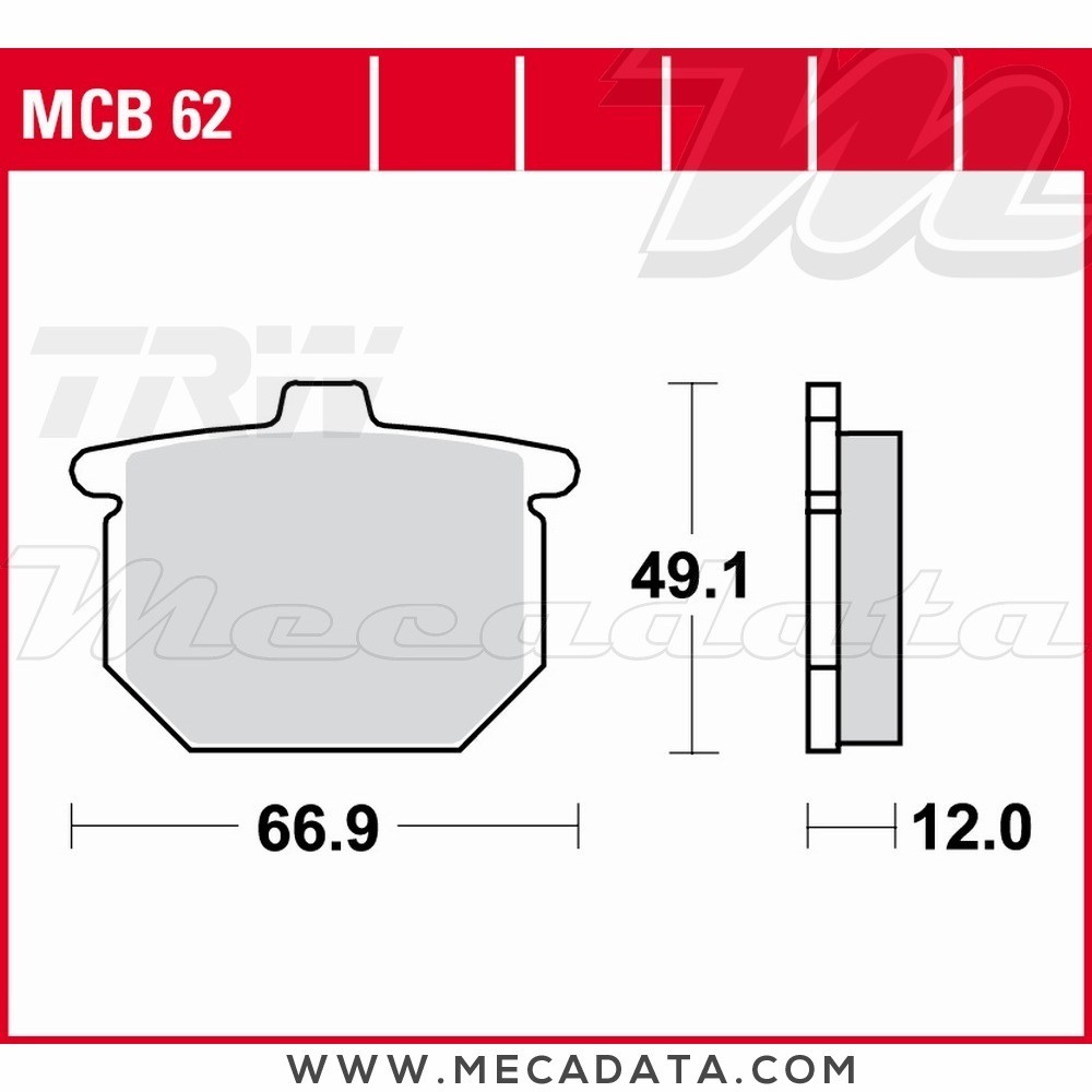 Plaquettes de frein Arrière ~ TRW Lucas MCB 62 