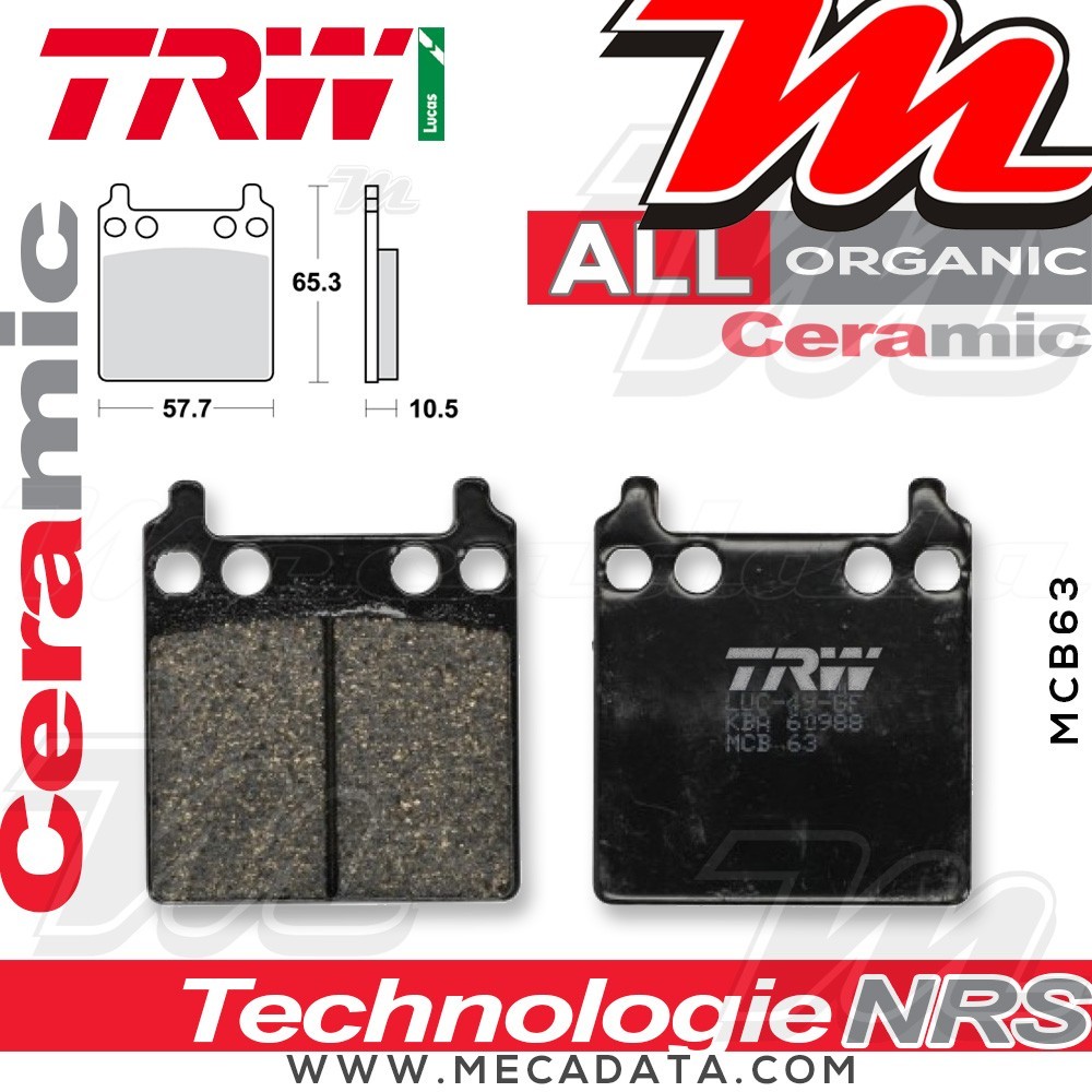 Plaquettes de frein Arrière ~ TRW Lucas MCB 63 
