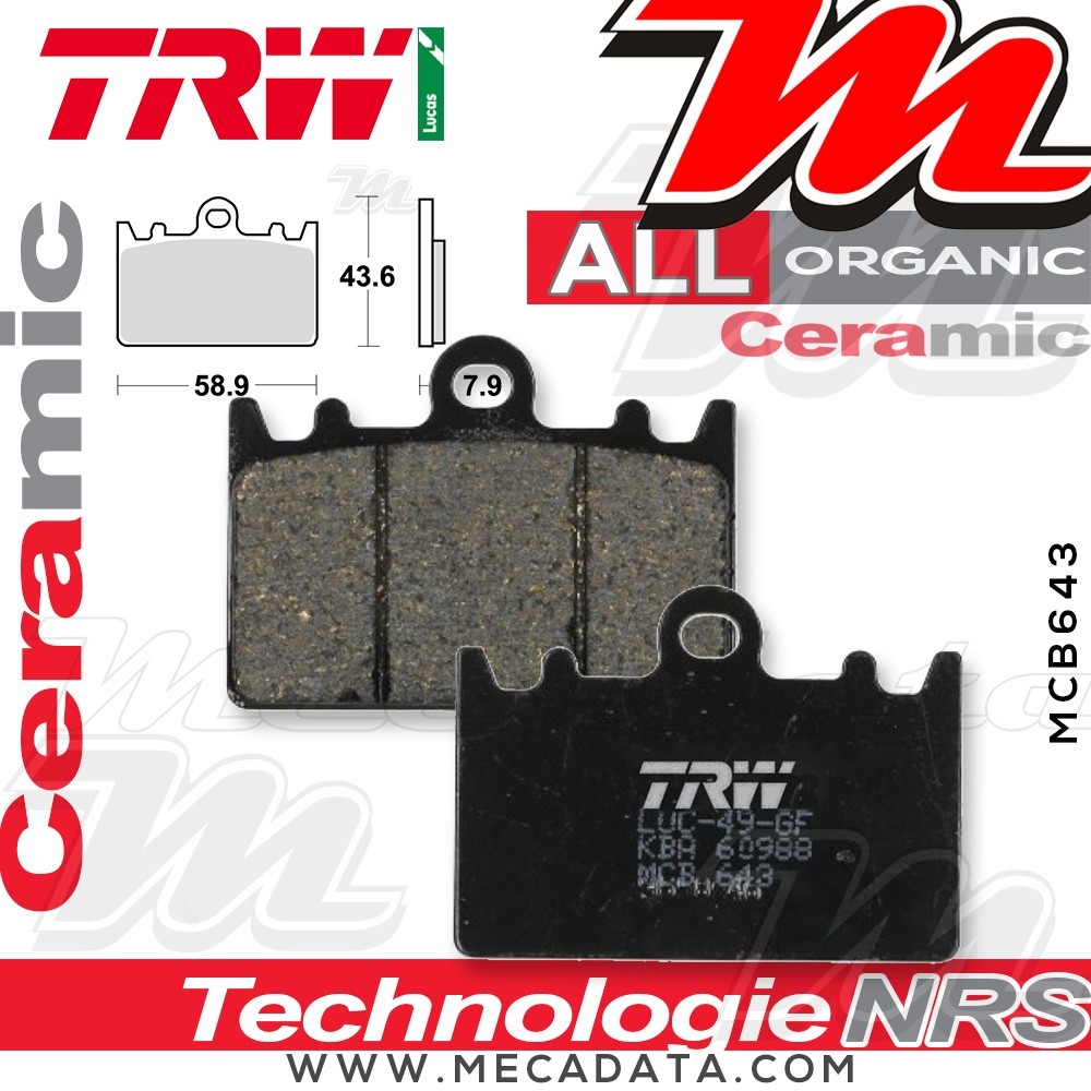 Plaquettes de frein Avant ~ TRW Lucas MCB 643 