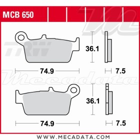 Plaquettes de frein Arrière ~ TRW Lucas MCB 650 