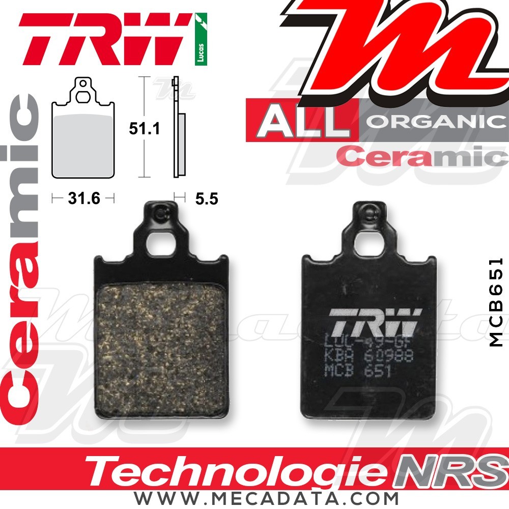 Plaquettes de frein Avant ~ TRW Lucas MCB 651 