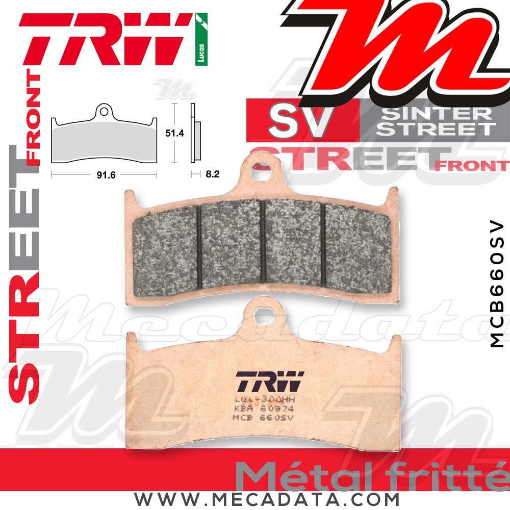 Plaquettes de frein Avant ~ TRW Lucas MCB 660 SV 